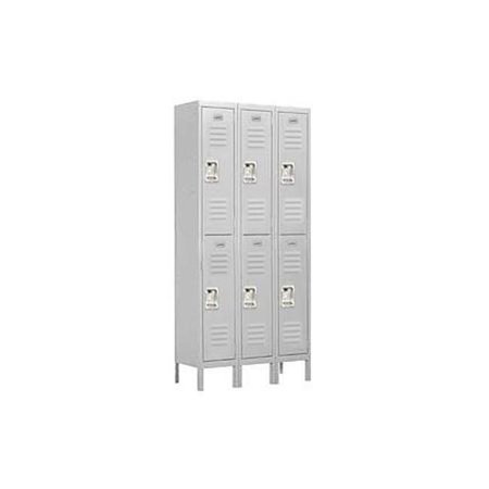 SALSBURY INDUSTRIES Salsbury Industries 62365GY-A 36 in. W x 78 in. H x 15 in. D Standard Metal Locker-Double Tier-3 Wide-Gray-Assembled 62365GY-A
